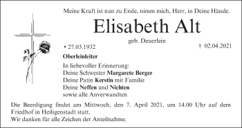 Anzeige von Elisabeth Alt von MGO