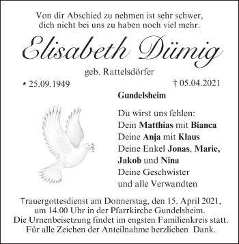 Anzeige von Elisabeth Dümig von MGO