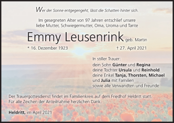 Anzeige von Emmy Leusenrink von MGO