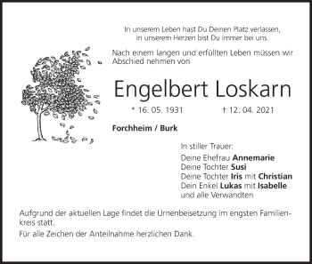 Anzeige von Engelbert Loskarn von MGO