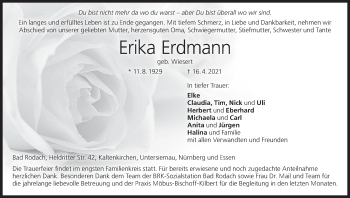 Anzeige von Erika Erdmann von MGO