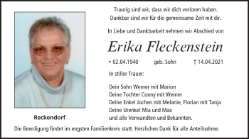 Anzeige von Erika Fleckenstein von MGO