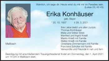 Anzeige von Erika Konhäuser von MGO