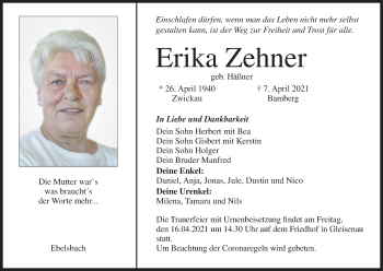 Anzeige von Erika Zehner von MGO
