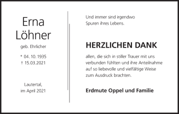 Anzeige von Erna Löhner von MGO