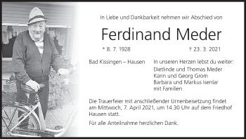 Anzeige von Ferdinand Meder von MGO