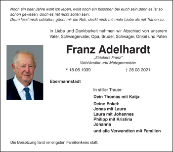 Anzeige von Franz Adelhardt von MGO