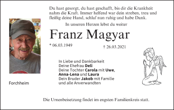 Anzeige von Franz Magyar von MGO