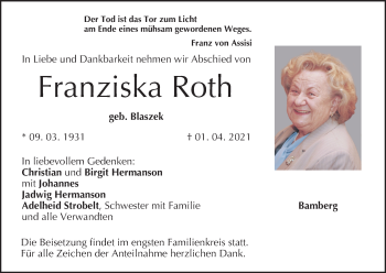Anzeige von Franziska Roth von MGO