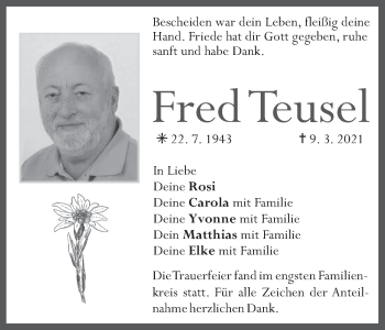 Anzeige von Fred Teusel von MGO