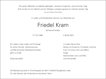Anzeige von Friedel Kram von MGO