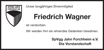 Anzeige von Friedrich Wagner von MGO