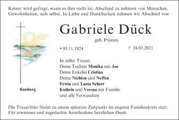 Anzeige von Gabriele Dück von MGO