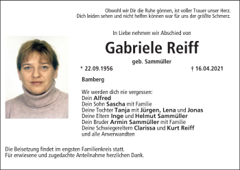 Anzeige von Gabriele Reiff von MGO