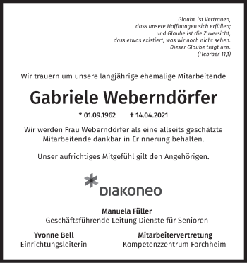 Anzeige von Gabriele Weberndörfer von MGO