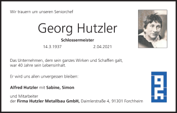 Anzeige von Georg Hutzler von MGO