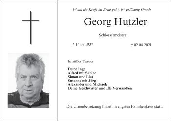 Anzeige von Georg Hutzler von MGO