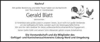 Anzeige von Gerald Blatt von MGO