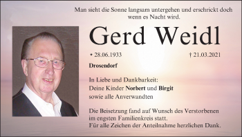 Anzeige von Gerd Weidl von MGO
