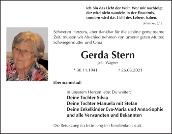 Anzeige von Gerda Stern von MGO