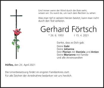 Anzeige von Gerhard Förtsch von MGO