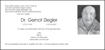 Anzeige von Gernot Ziegler von MGO