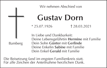 Anzeige von Gustav Dorn von MGO