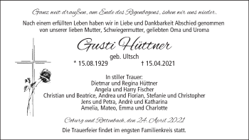 Anzeige von Gusti Hüttner von MGO