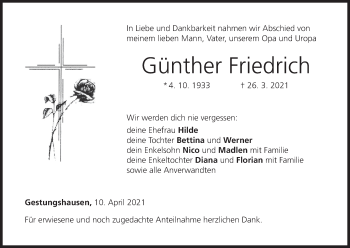 Anzeige von Günther Friedrich von MGO