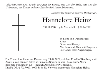 Anzeige von Hannelore Heinz von MGO