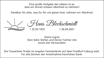 Anzeige von Hans Blechschmidt von MGO