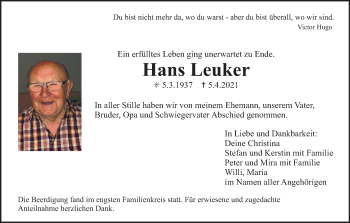 Anzeige von Hans Lenker von MGO