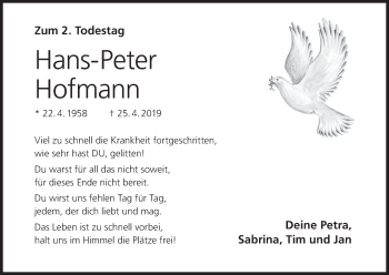 Anzeige von Hans-Peter Hofmann von MGO