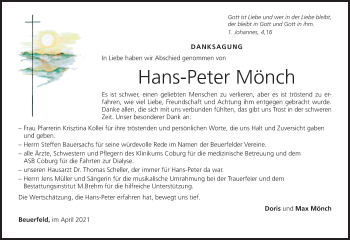 Anzeige von Hans-Peter Mönch von MGO