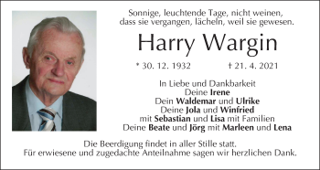 Anzeige von Harry Wargin von MGO