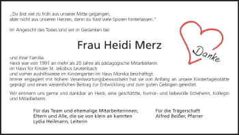 Anzeige von Heidi Merz von MGO