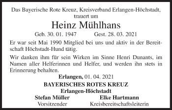 Anzeige von Heinz Mühlhans von MGO