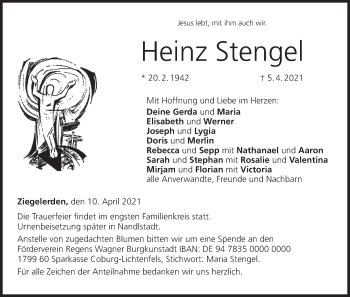Anzeige von Heinz Stengel von MGO
