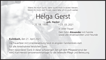 Anzeige von Helga Gerst von MGO