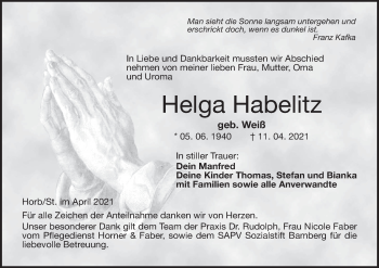 Anzeige von Helga Habelitz von MGO