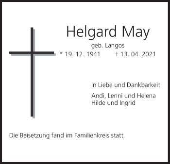 Anzeige von Helgard May von MGO