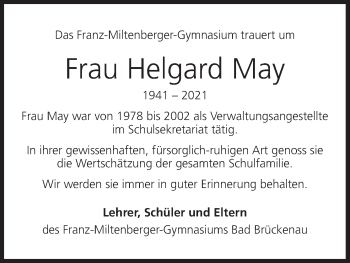 Anzeige von Helgard May von MGO