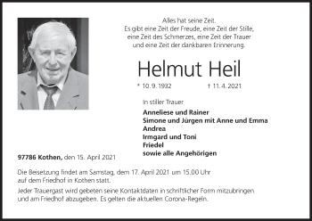 Anzeige von Helmut Heil von MGO