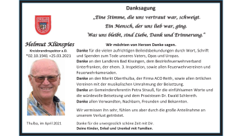 Anzeige von Helmut Klünspies von MGO