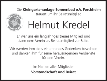 Anzeige von Helmut Kredel von MGO