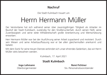 Anzeige von Hermann Müller von MGO