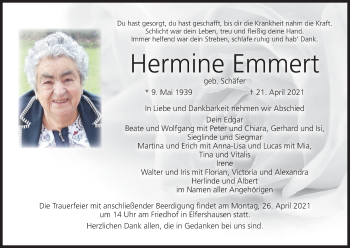 Anzeige von Hermine Emmert von MGO