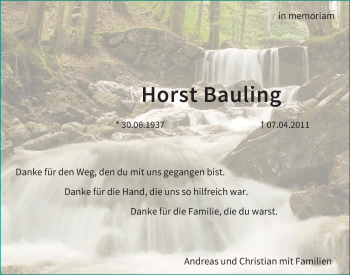 Anzeige von Horst Bauling von MGO