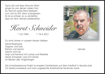 Anzeige von Horst Schneider von MGO