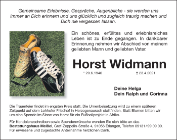 Anzeige von Horst Widmann von MGO